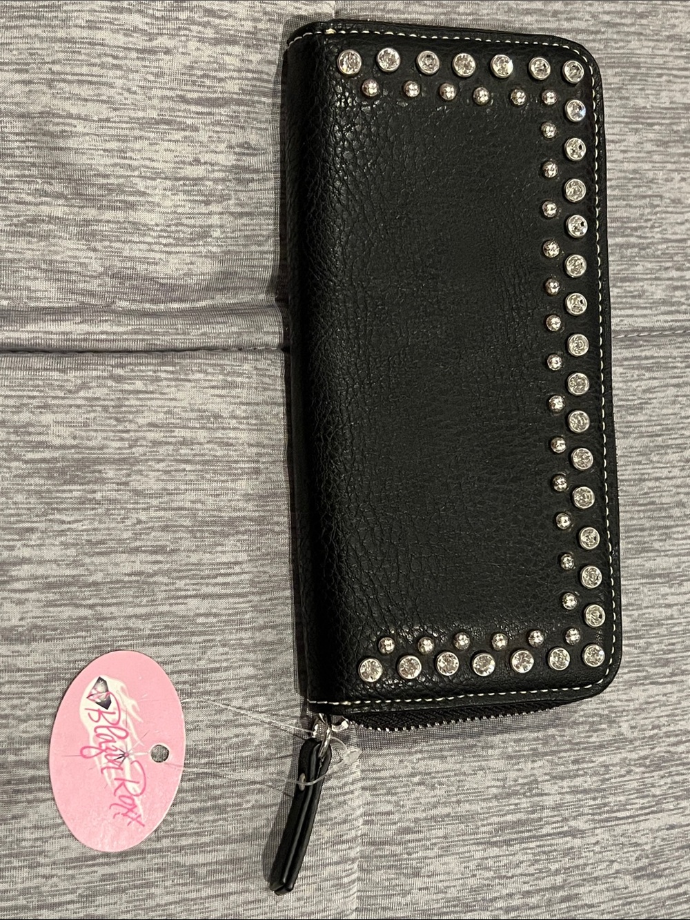 Blazin Roxx Black Studded Zip Wallet
